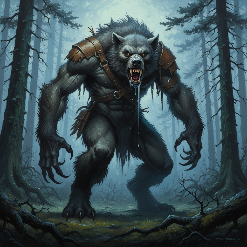 Werewolf, original Pathfinder 2e monster artwork by ZapGM