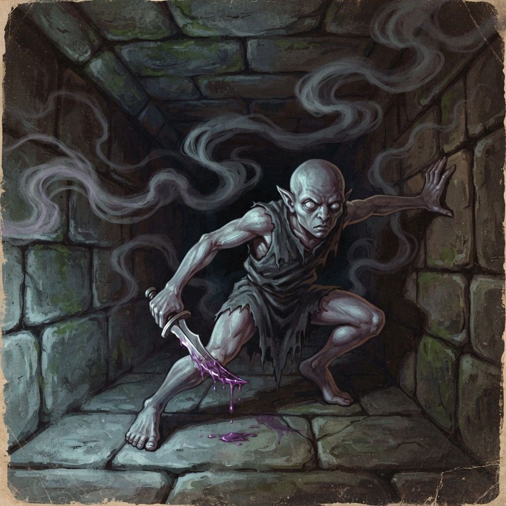 Caligni Skulker, original Pathfinder 2e monster artwork by ZapGM