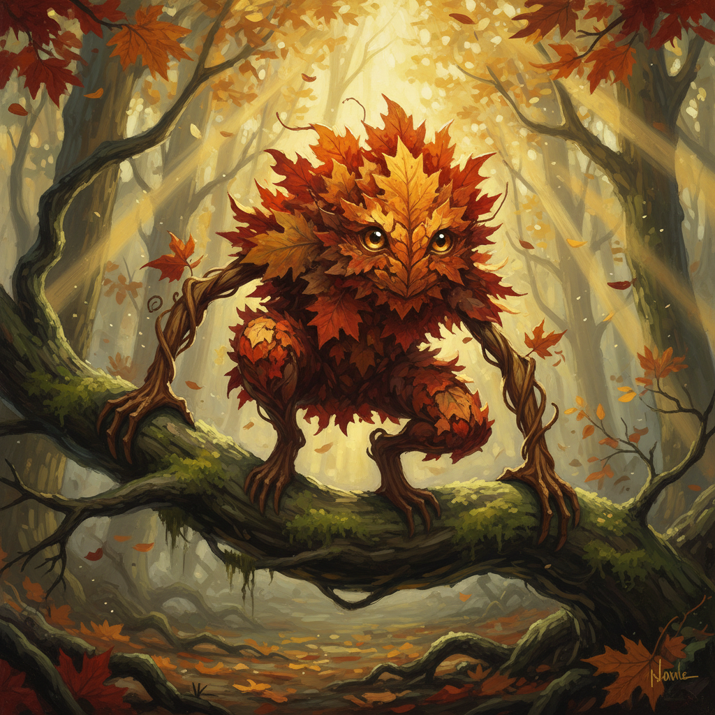 Leaf Leshy, original Pathfinder 2e monster artwork by ZapGM
