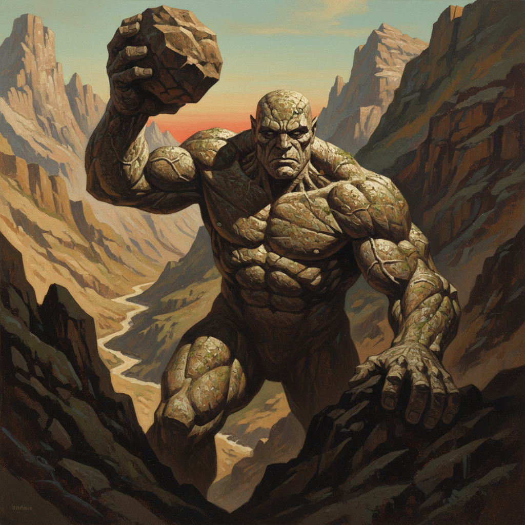 Stone Giant, original D&D 5e monster artwork by ZapGM