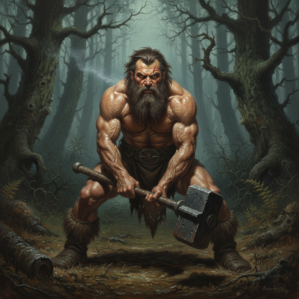 Wereboar, Human Form, original D&D 5e monster artwork by ZapGM