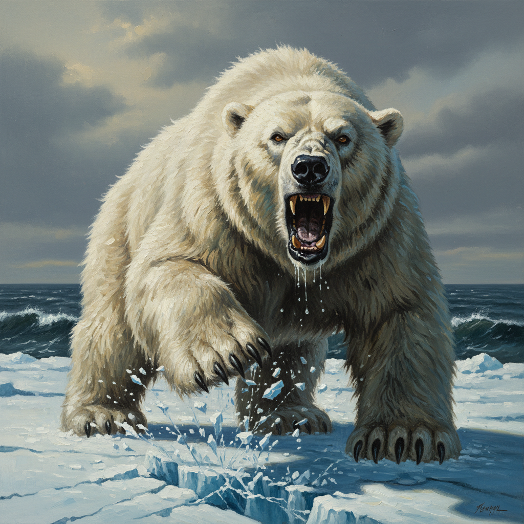 Polar Bear, original Pathfinder 2e monster artwork by ZapGM