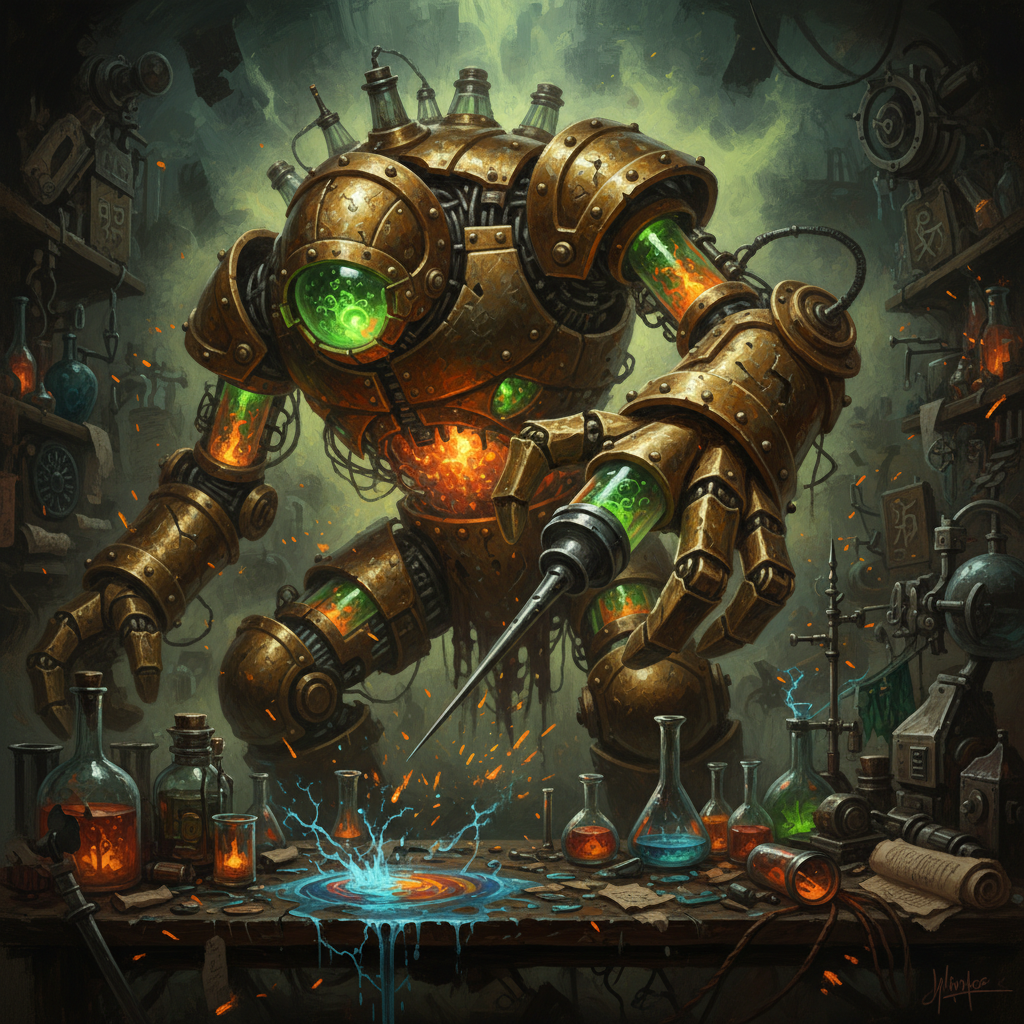 Alchemical Golem, original Pathfinder 2e monster artwork by ZapGM
