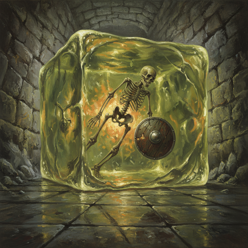 Gelatinous Cube, original D&D 5e monster artwork by ZapGM