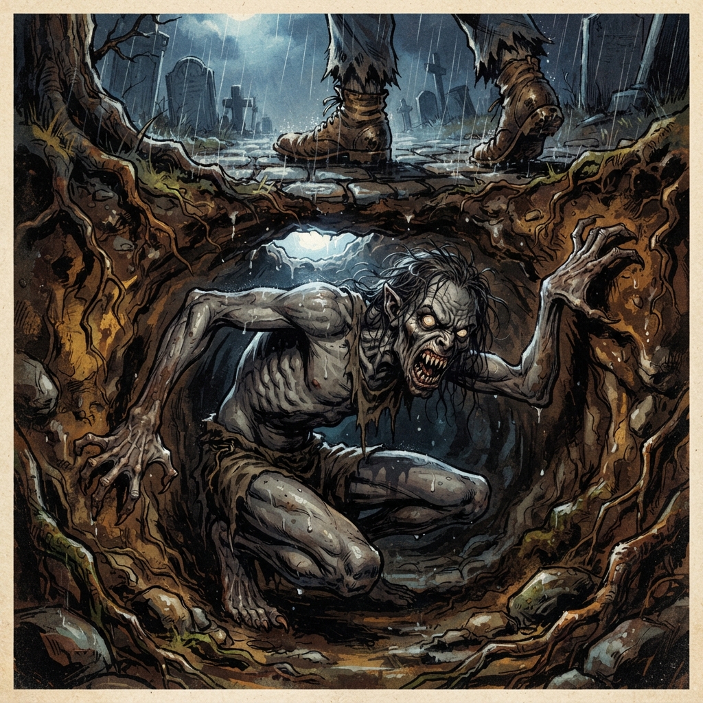 Ghoul Stalker, original Pathfinder 2e monster artwork by ZapGM