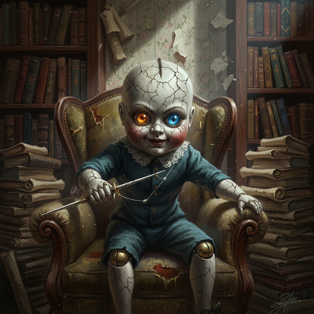 Soulbound Doll, original Pathfinder 2e monster artwork by ZapGM