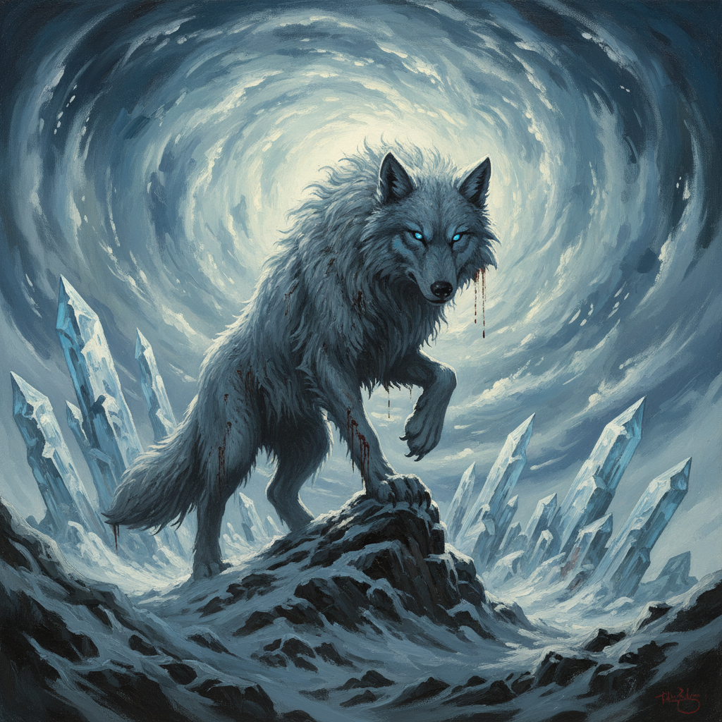 Winter Wolf, original Pathfinder 2e monster artwork by ZapGM
