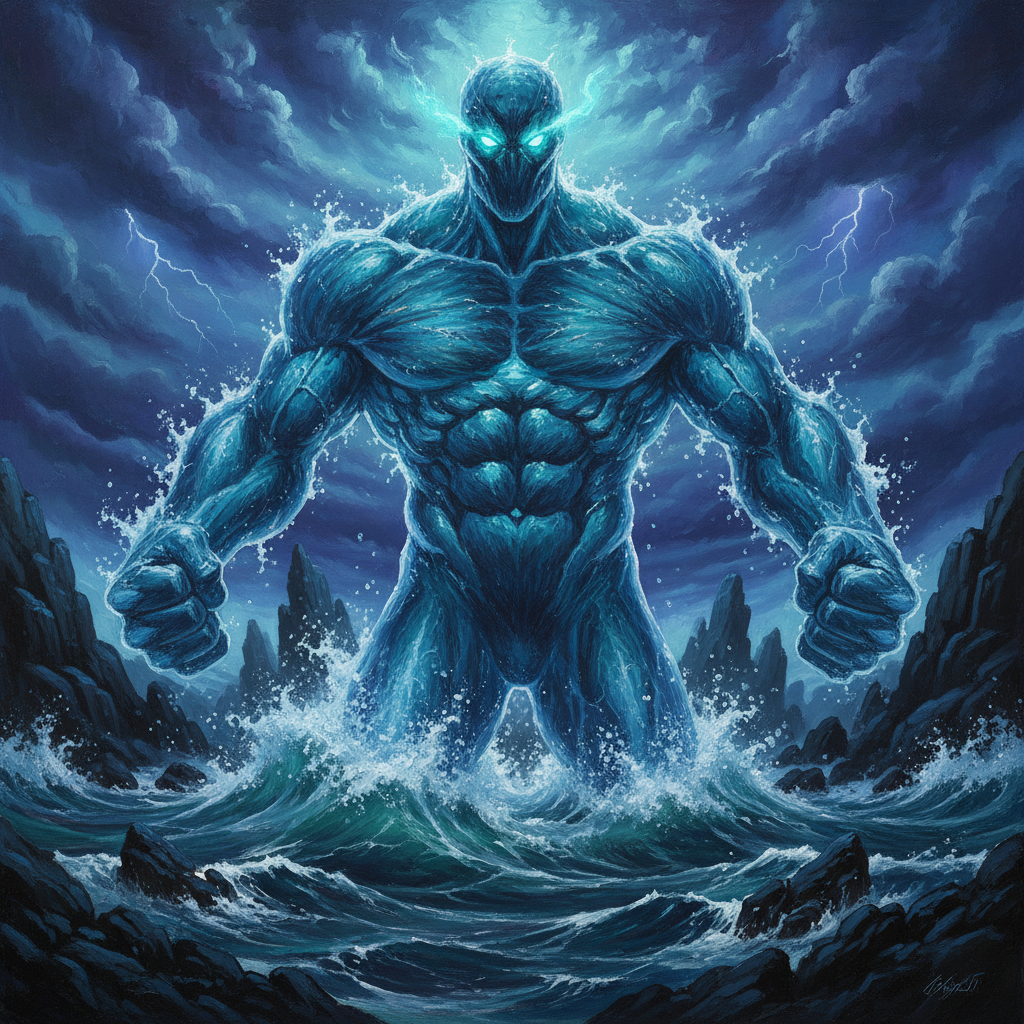 Tidal Master, original Pathfinder 2e monster artwork by ZapGM