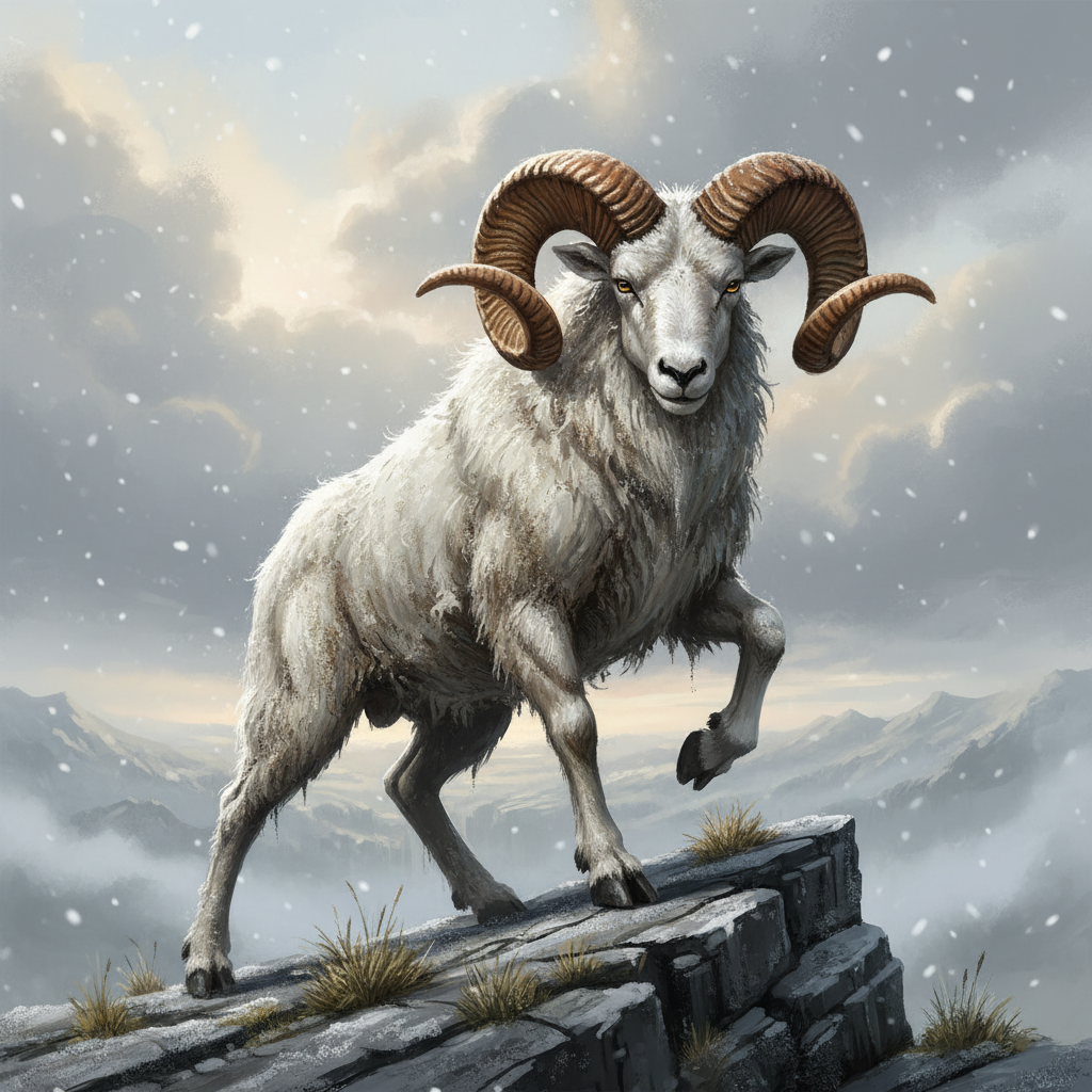 Ringhorn Ram, original Pathfinder 2e monster artwork by ZapGM