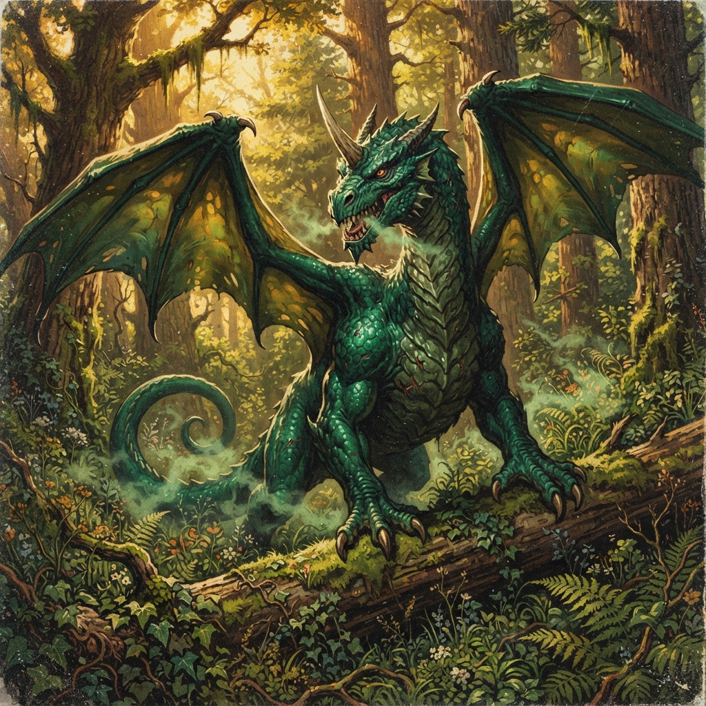 Horned Dragon (Young, Spellcaster), original Pathfinder 2e monster artwork by ZapGM