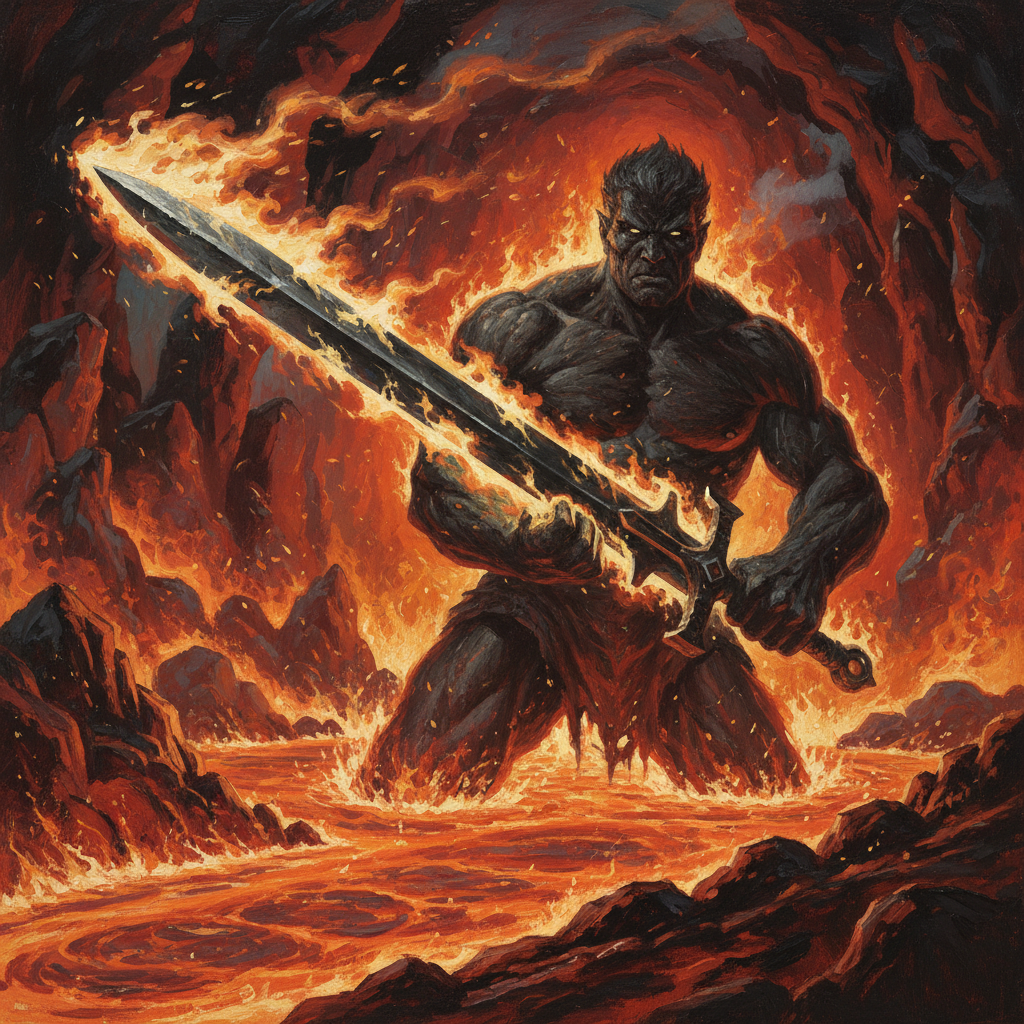 Fire Giant, original Pathfinder 2e monster artwork by ZapGM