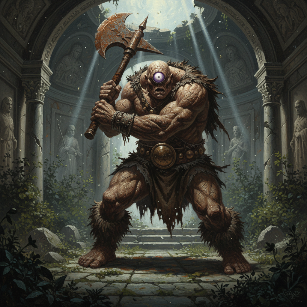 Cyclops, original Pathfinder 2e monster artwork by ZapGM