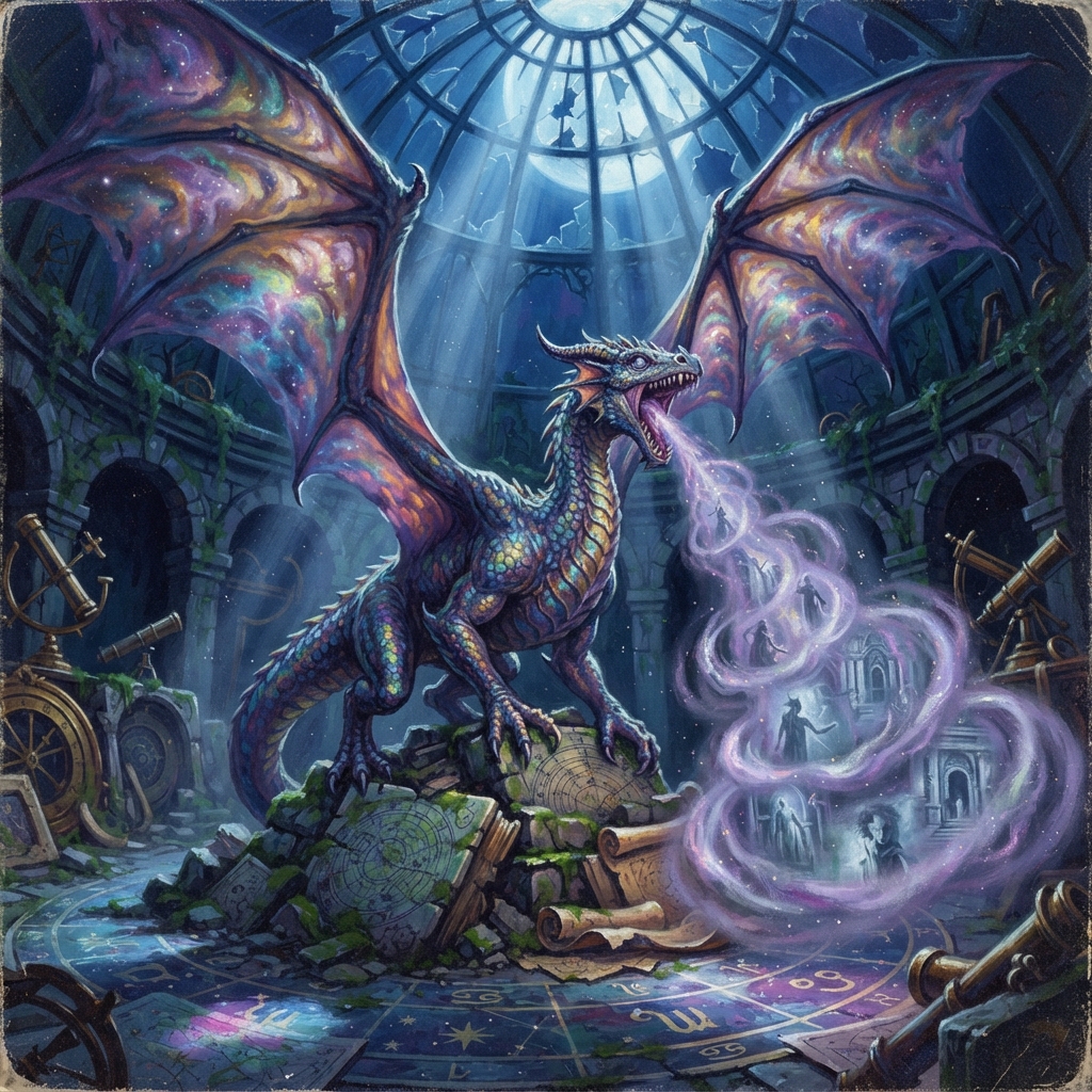 Omen Dragon (Young), original Pathfinder 2e monster artwork by ZapGM
