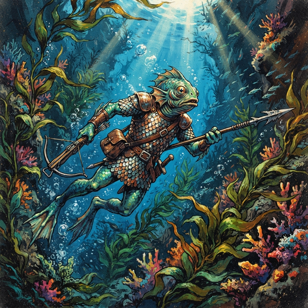 Athamaru Hunter, original Pathfinder 2e monster artwork by ZapGM