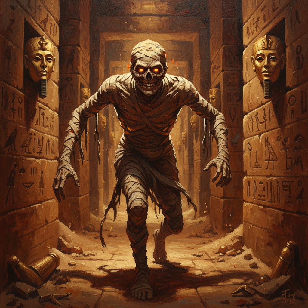 Mummy Guardian, original Pathfinder 2e monster artwork by ZapGM