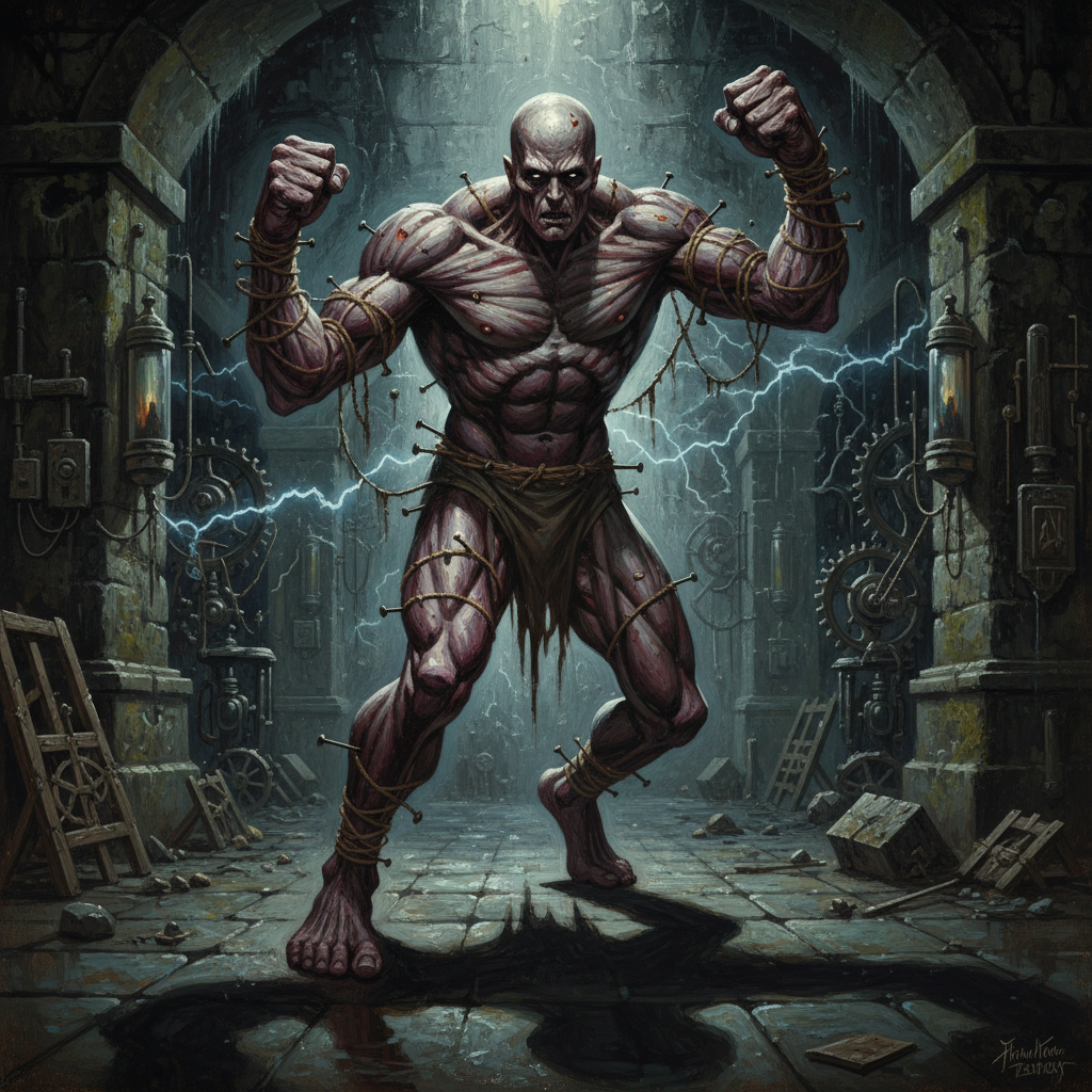 Flesh Golem, original D&D 5e monster artwork by ZapGM