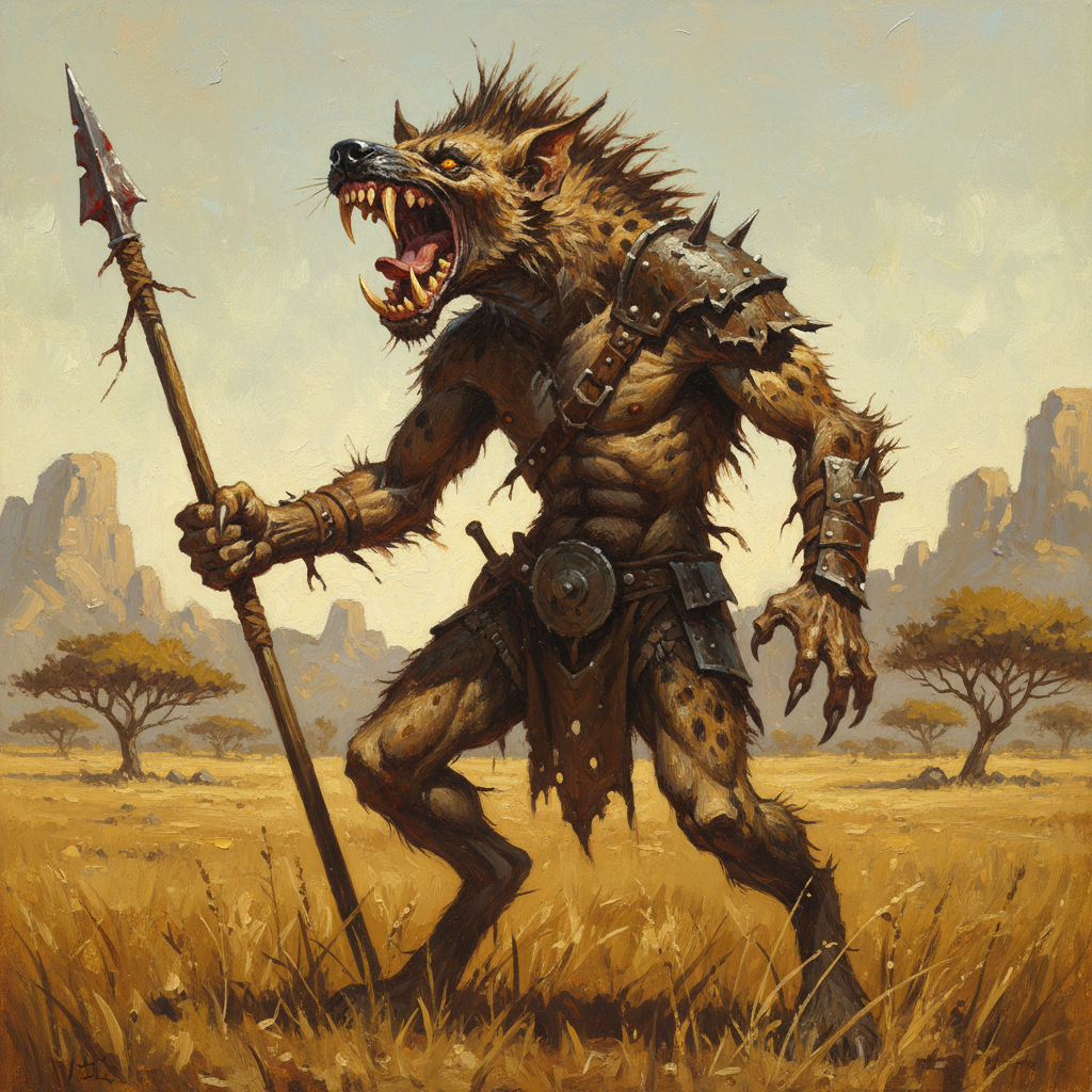 Gnoll, original D&D 5e monster artwork by ZapGM