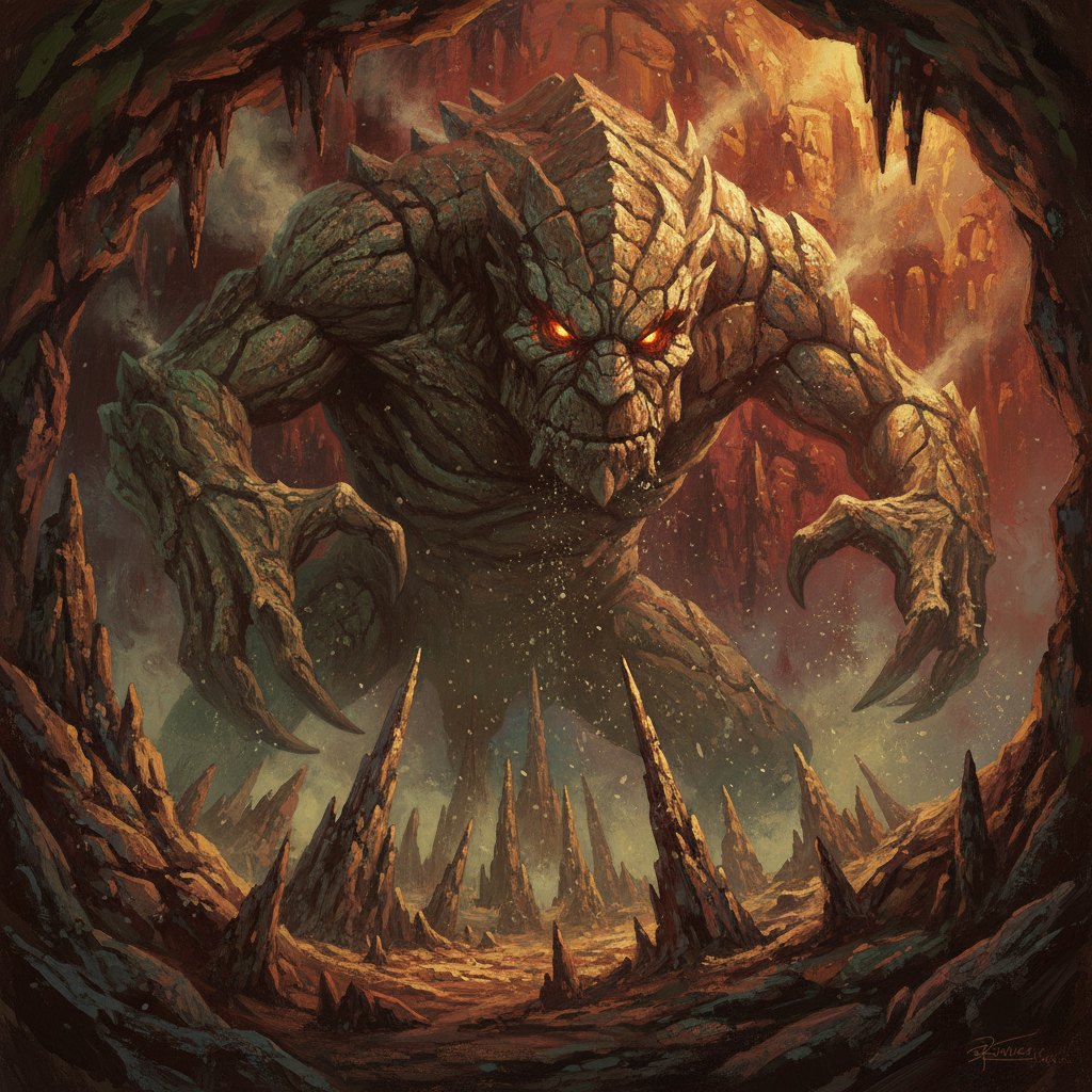 Stone Mauler, original Pathfinder 2e monster artwork by ZapGM