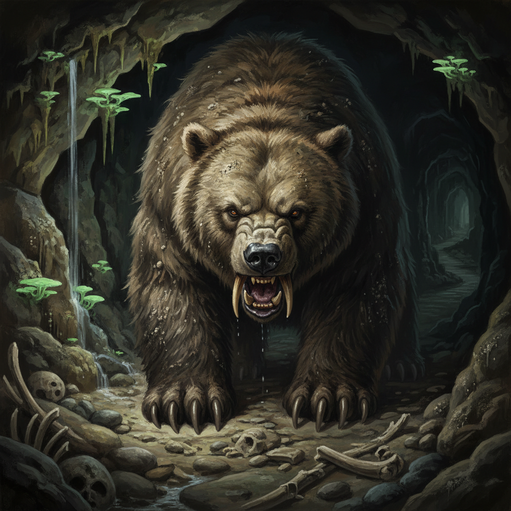 Cave Bear, original Pathfinder 2e monster artwork by ZapGM