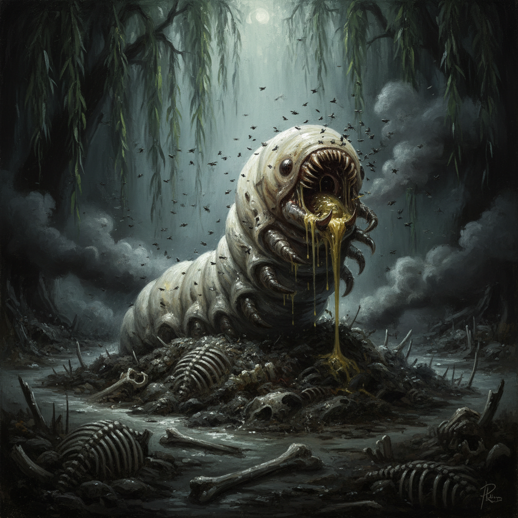 Giant Maggot, original Pathfinder 2e monster artwork by ZapGM