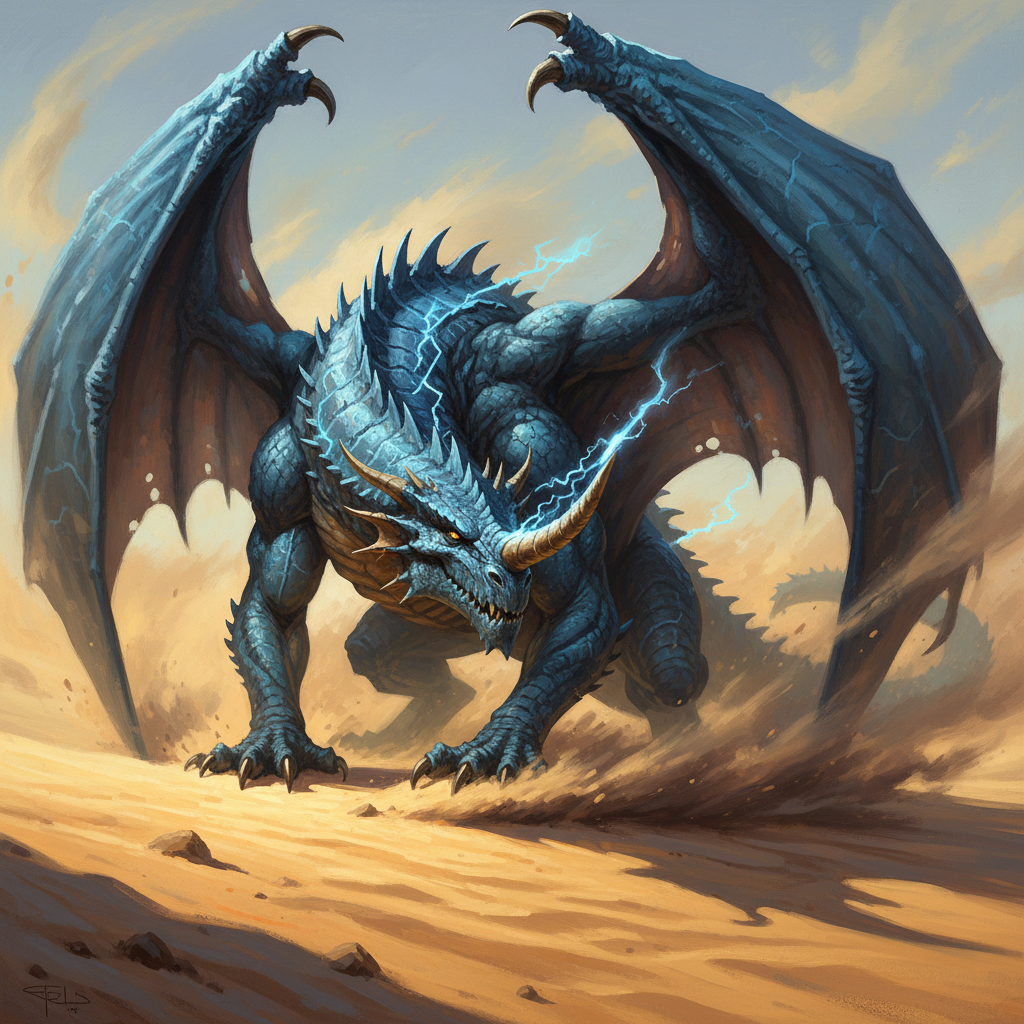 Adult Blue Dragon, original Pathfinder 2e monster artwork by ZapGM
