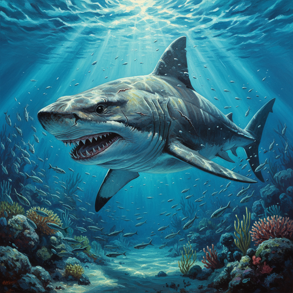 Reef Shark, original D&D 5e monster artwork by ZapGM