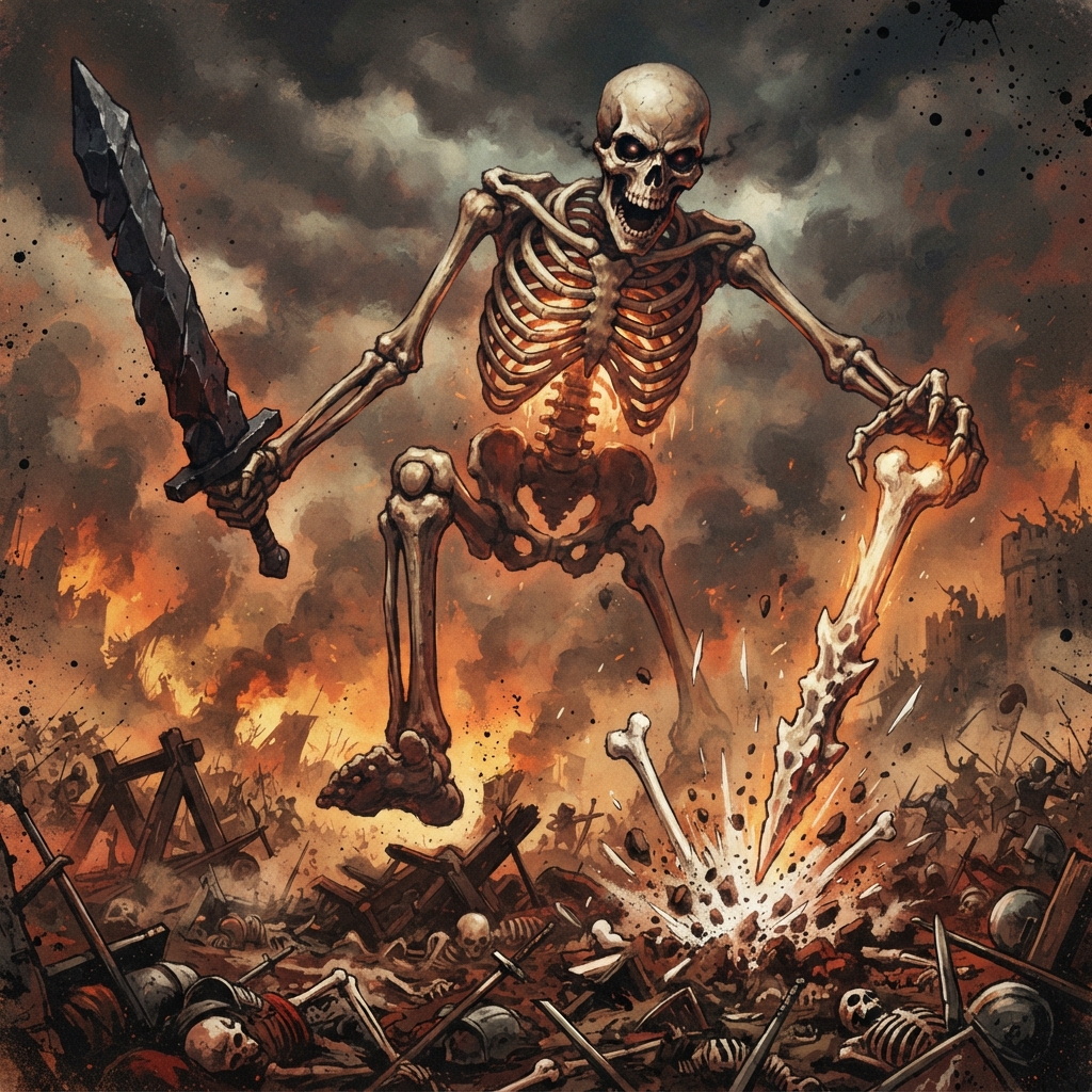 Skeletal Titan, original Pathfinder 2e monster artwork by ZapGM
