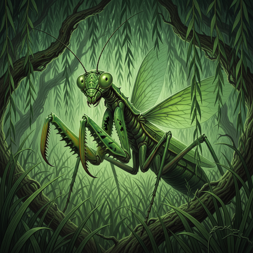Giant Mantis, original Pathfinder 2e monster artwork by ZapGM
