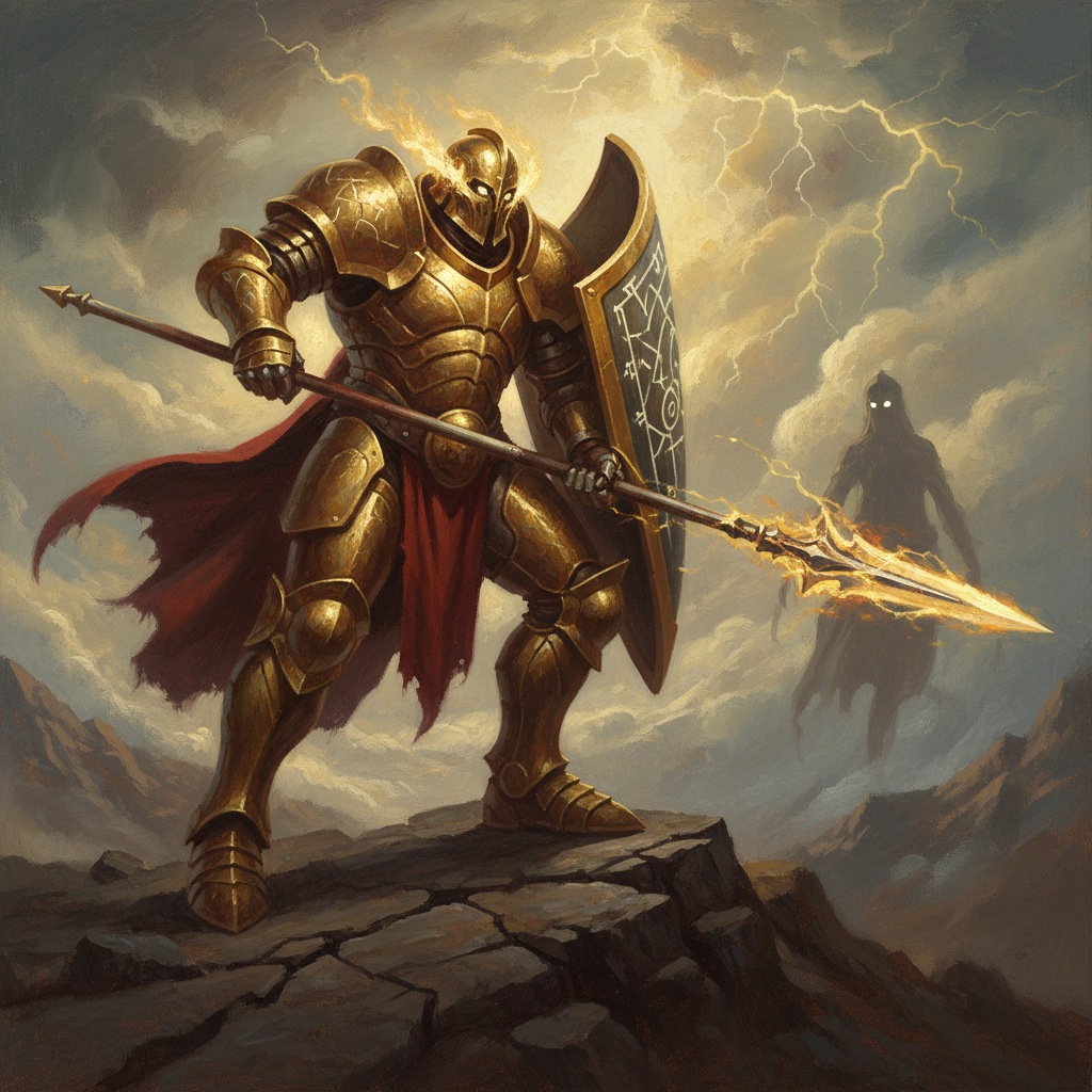 Shield Archon, original Pathfinder 2e monster artwork by ZapGM