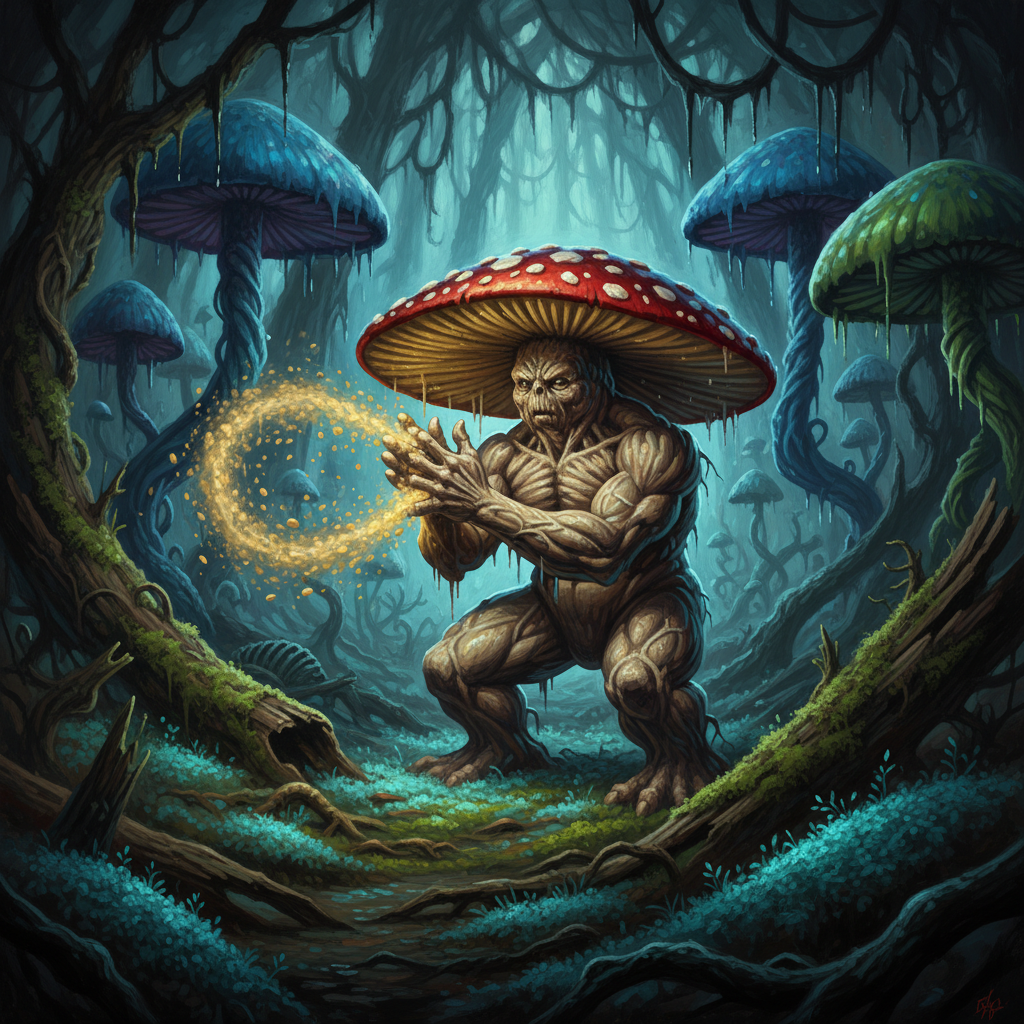 Fungus Leshy, original Pathfinder 2e monster artwork by ZapGM