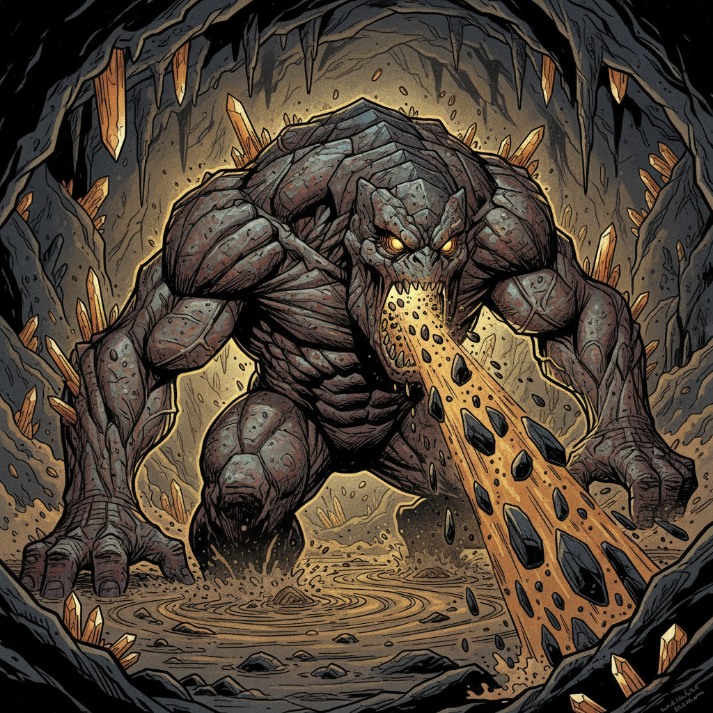 Earth Mephit, original Pathfinder 2e monster artwork by ZapGM