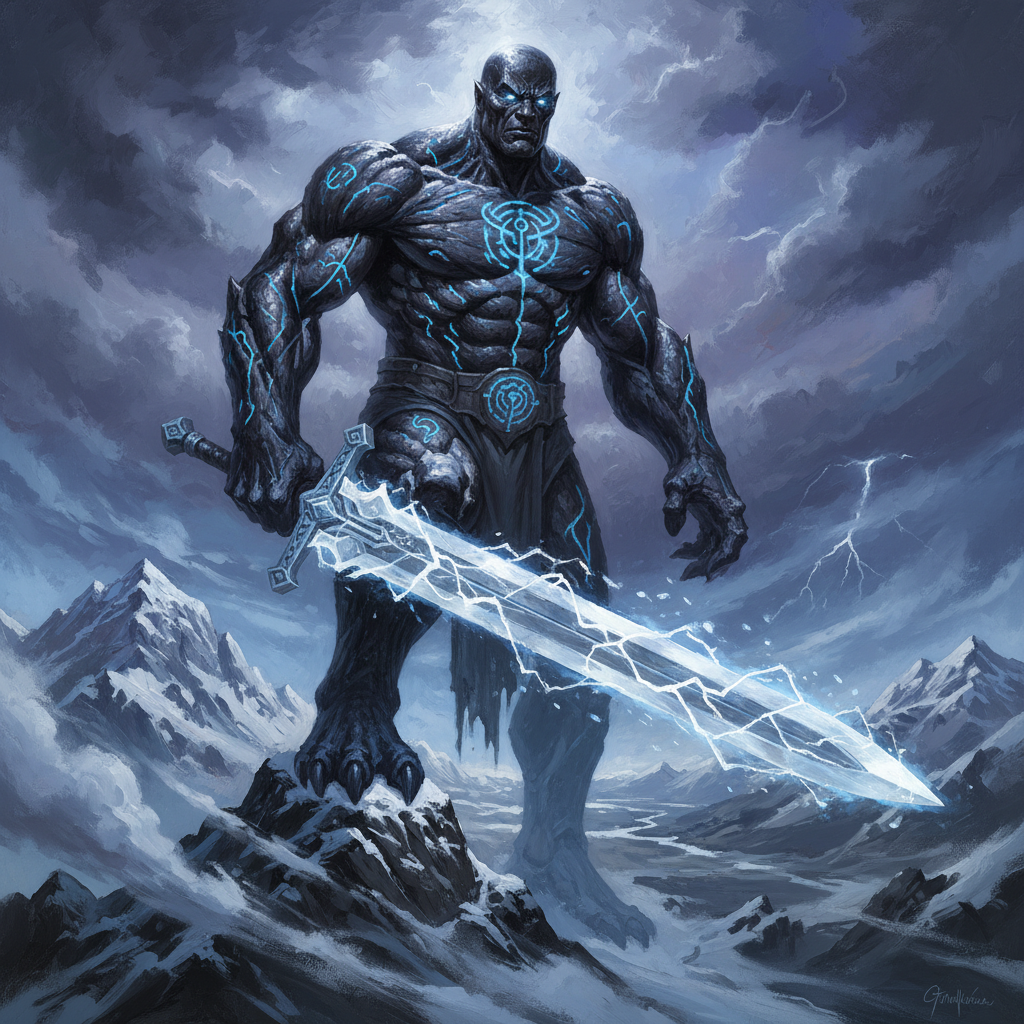 Rune Giant, original Pathfinder 2e monster artwork by ZapGM