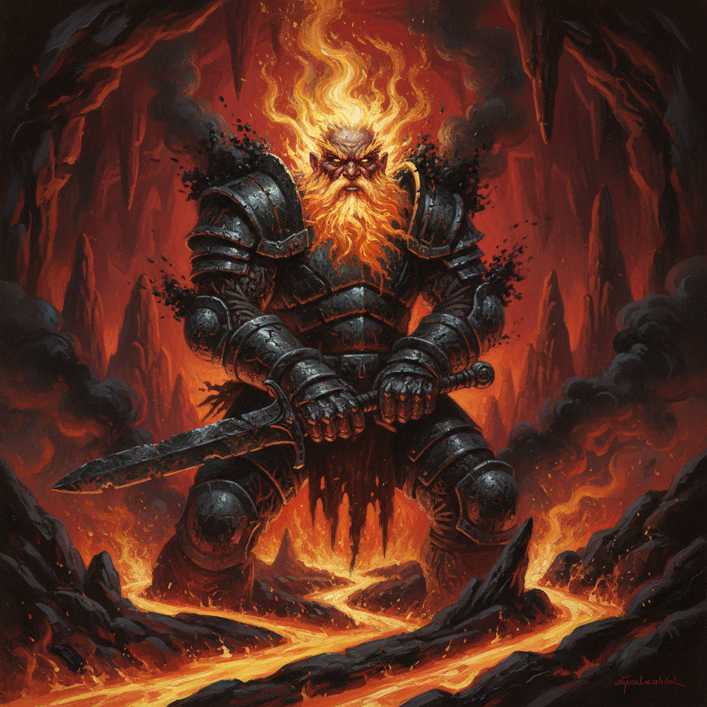 Fire Giant, original D&D 5e monster artwork by ZapGM