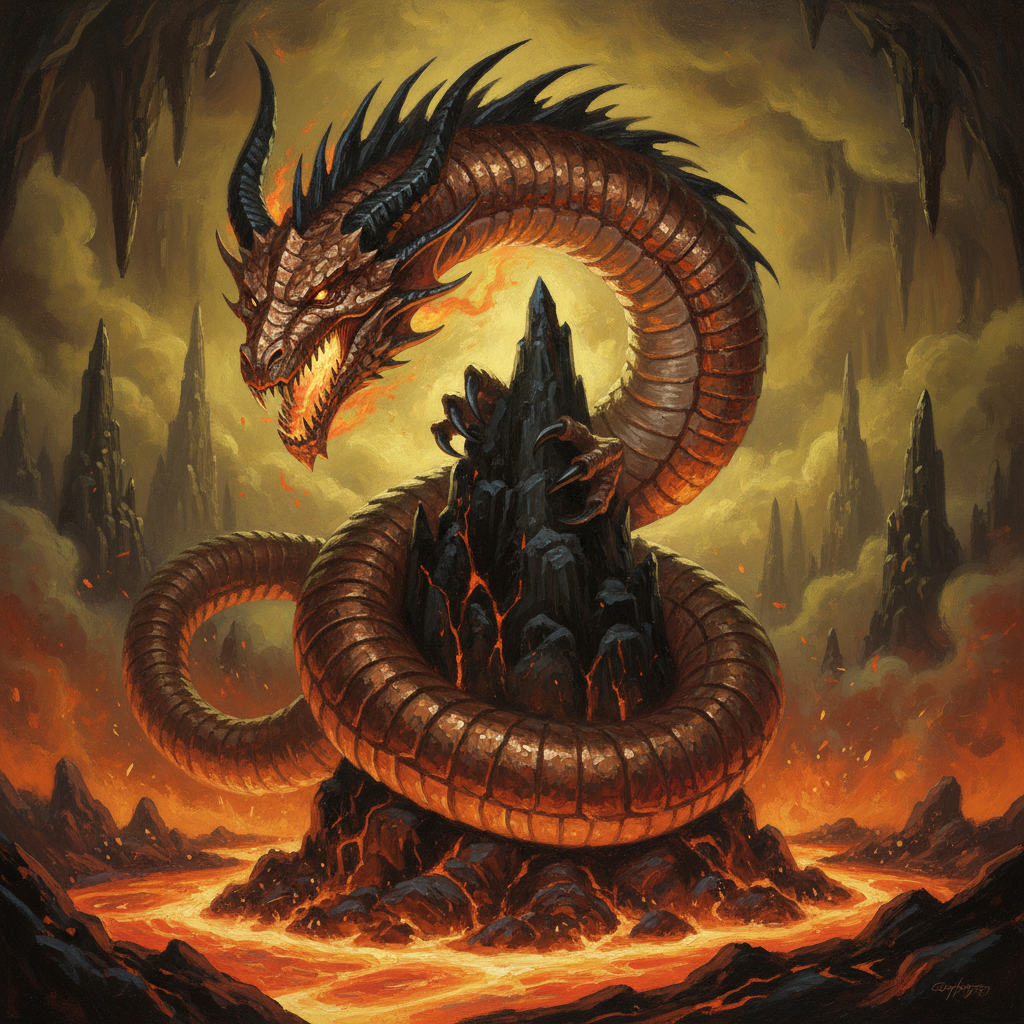 Young Underworld Dragon, original Pathfinder 2e monster artwork by ZapGM