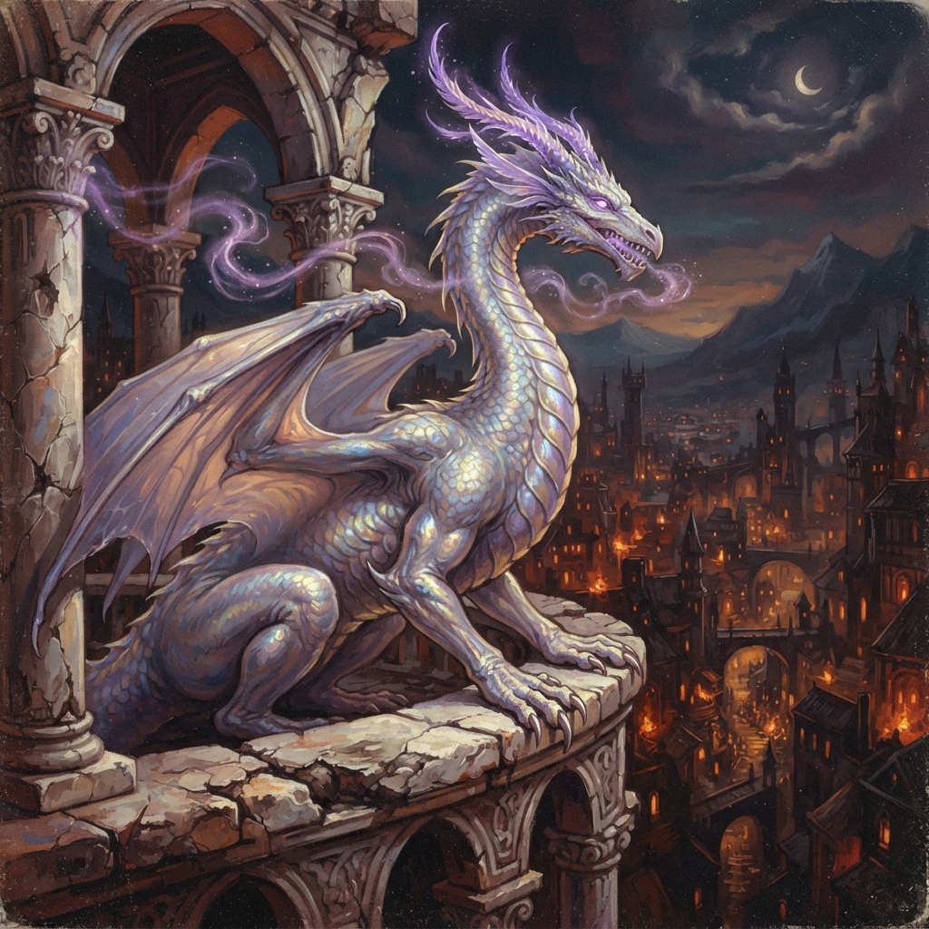 Whisper Dragon (Ancient), original Pathfinder 2e monster artwork by ZapGM