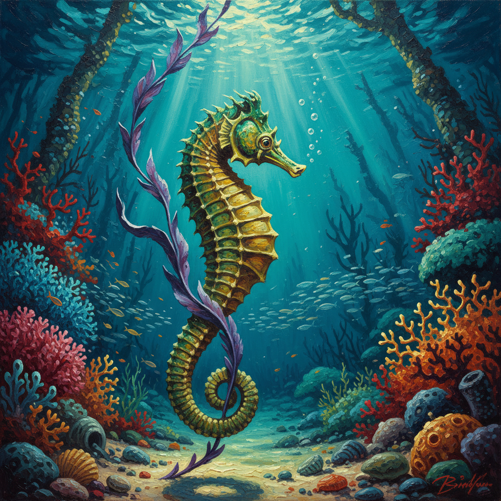 Sea Horse, original D&D 5e monster artwork by ZapGM