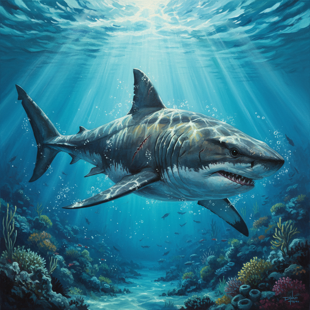 Hunter Shark, original D&D 5e monster artwork by ZapGM