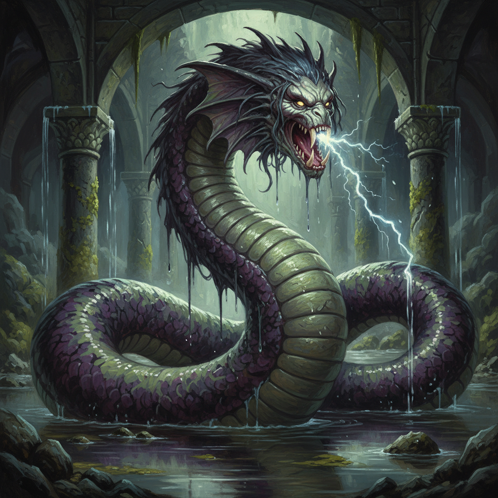 Spirit Naga, original D&D 5e monster artwork by ZapGM