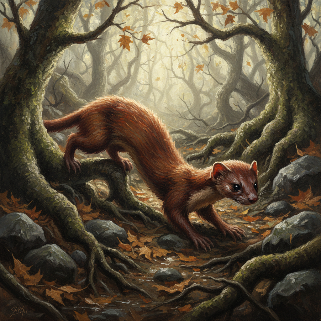 Weasel, original Pathfinder 2e monster artwork by ZapGM