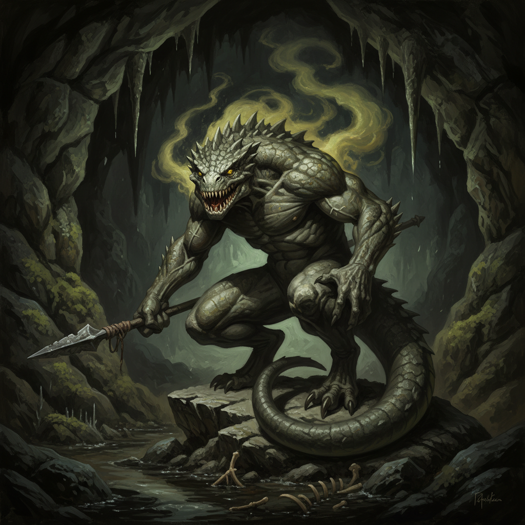 Xulgath Warrior, original Pathfinder 2e monster artwork by ZapGM