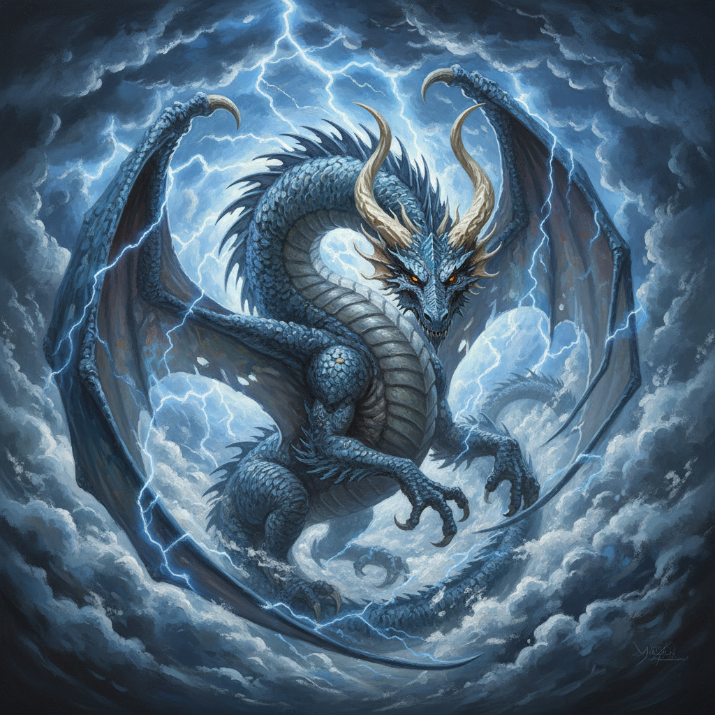 Ancient Cloud Dragon, original Pathfinder 2e monster artwork by ZapGM