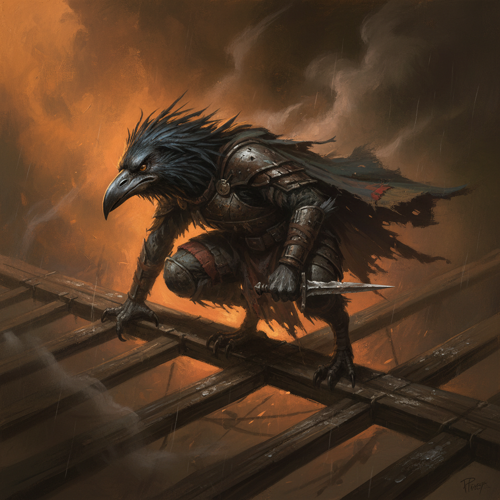 Tengu Sneak, original Pathfinder 2e monster artwork by ZapGM