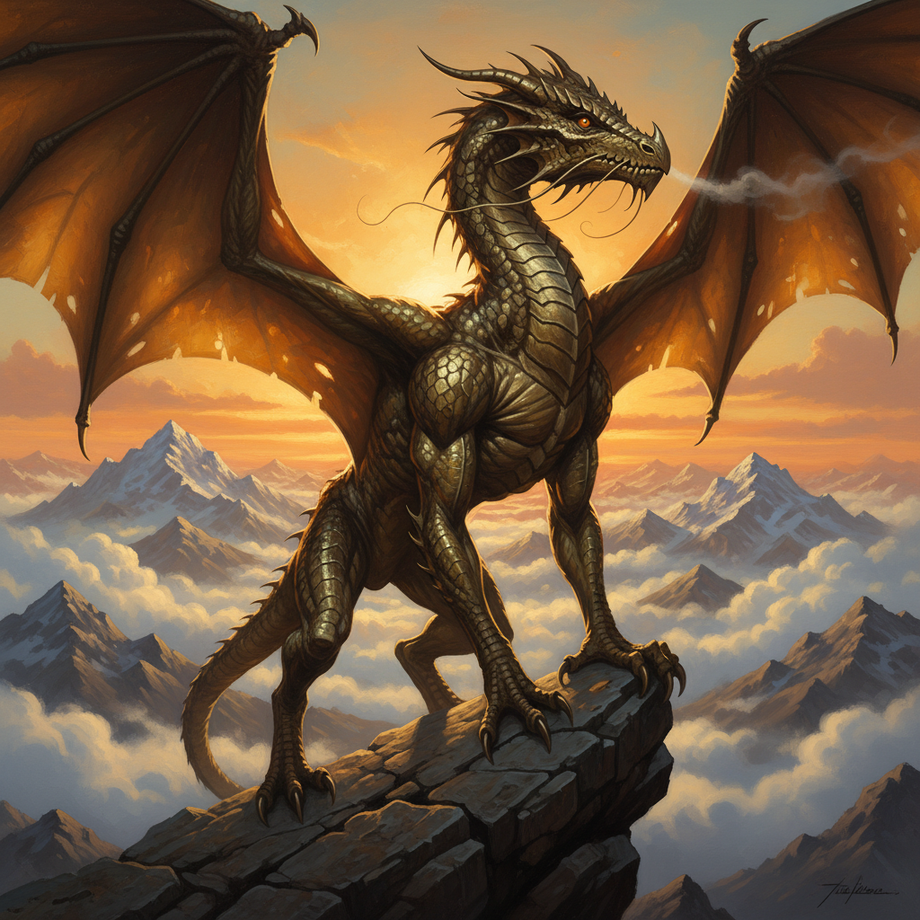 Gold Dragon Wyrmling, original D&D 5e monster artwork by ZapGM