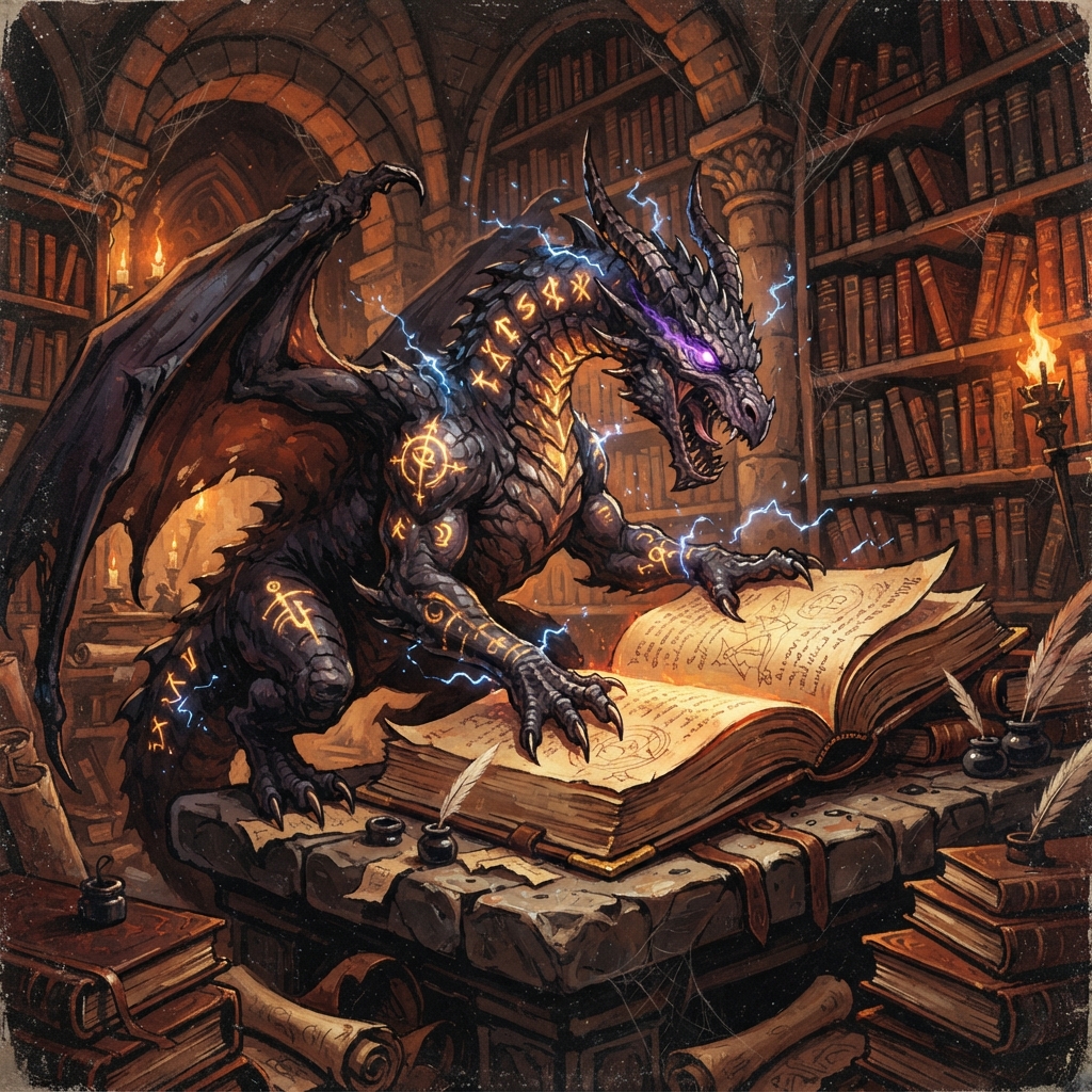 Rune Dragon (Young), original Pathfinder 2e monster artwork by ZapGM