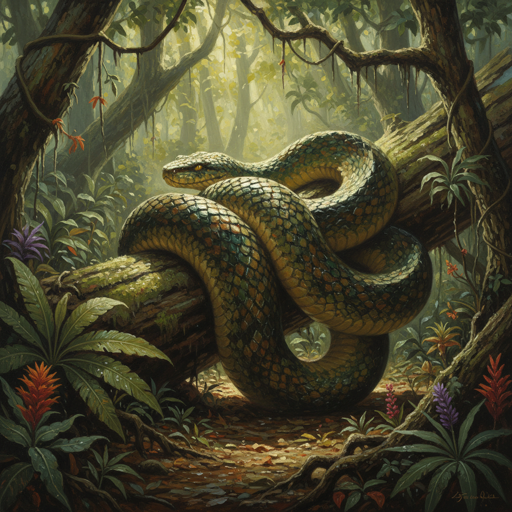 Constrictor Snake, original D&D 5e monster artwork by ZapGM