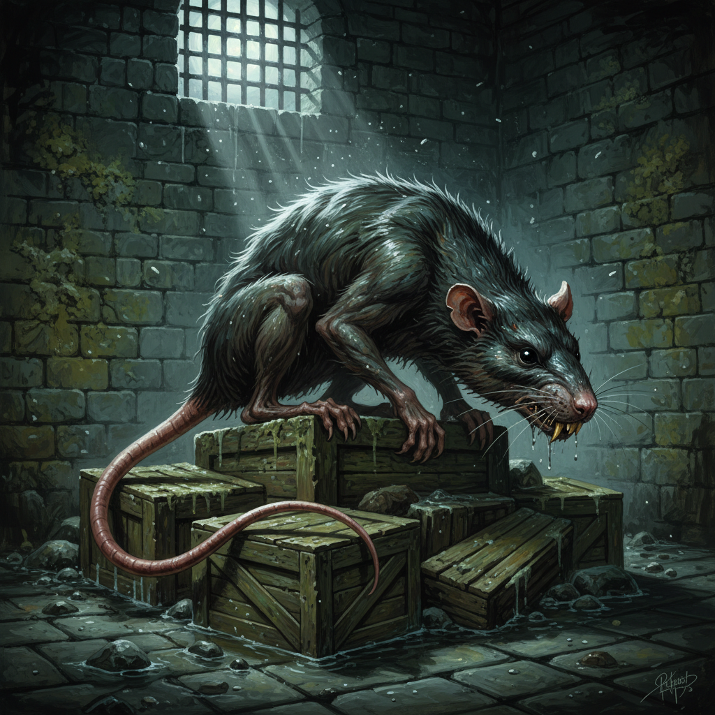 Giant Rat, original Pathfinder 2e monster artwork by ZapGM