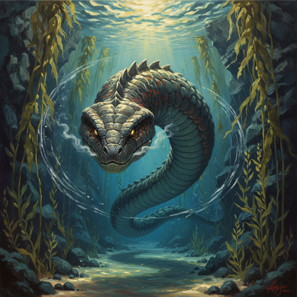 Water Orm, original Pathfinder 2e monster artwork by ZapGM