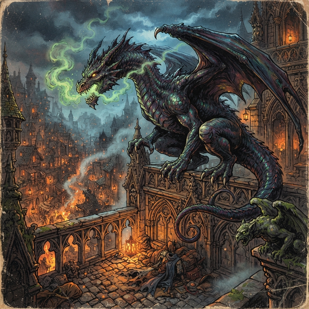 Conspirator Dragon (Young, Spellcaster), original Pathfinder 2e monster artwork by ZapGM