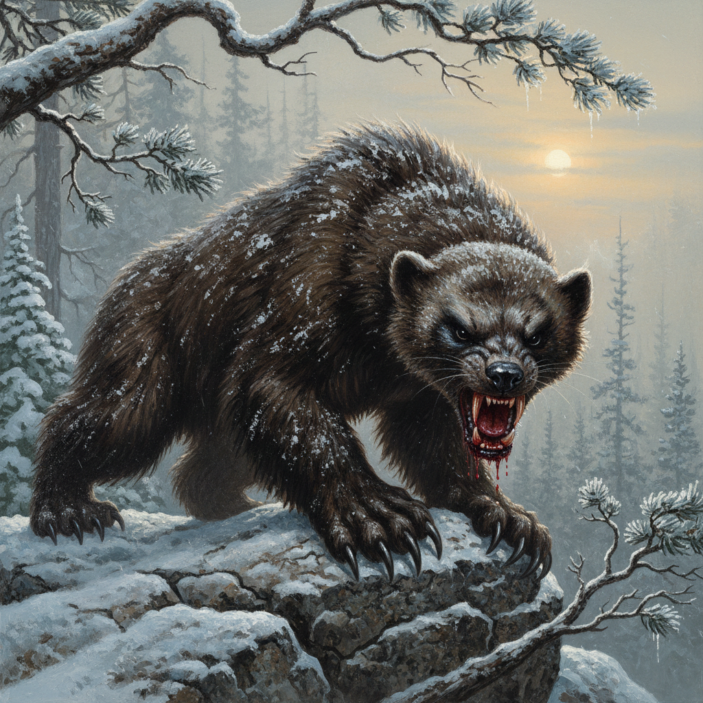Giant Wolverine, original Pathfinder 2e monster artwork by ZapGM
