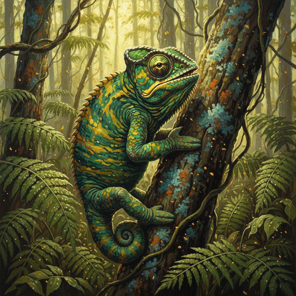 Giant Chameleon, original Pathfinder 2e monster artwork by ZapGM